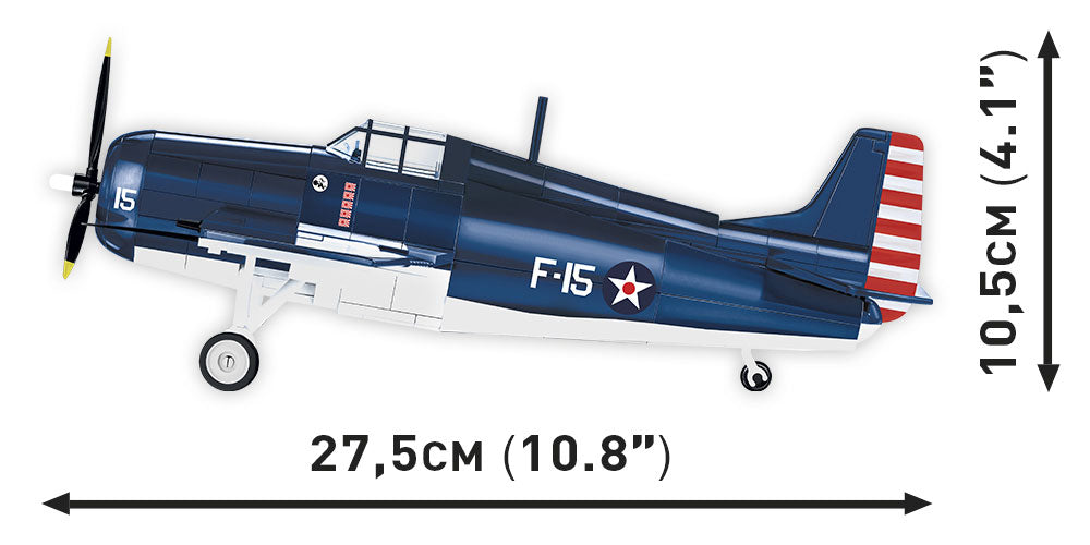 Grumman F4F Wildcat, 1/32 Scale 375 Piece Block Kit Side View Dimensions