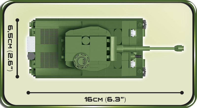 M4A3E8 Sherman Tank, 315 Piece Block Kit Top View Dimensions