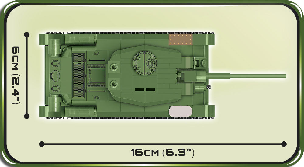 T-34/85 Soviet Tank, 273 Piece Block Kit Top View Dimensions