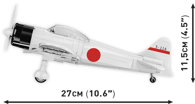 Mitsubishi A6M2 “Zero Sen”, 1/32 Scale 347 Piece Block Kit Left Side View Dimensions