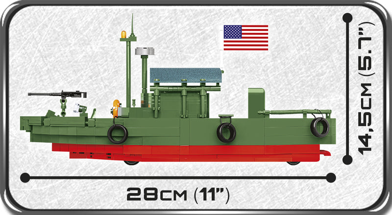 Patrol Boat River Mark II, 615 Piece Block Kit Side View Dimensions