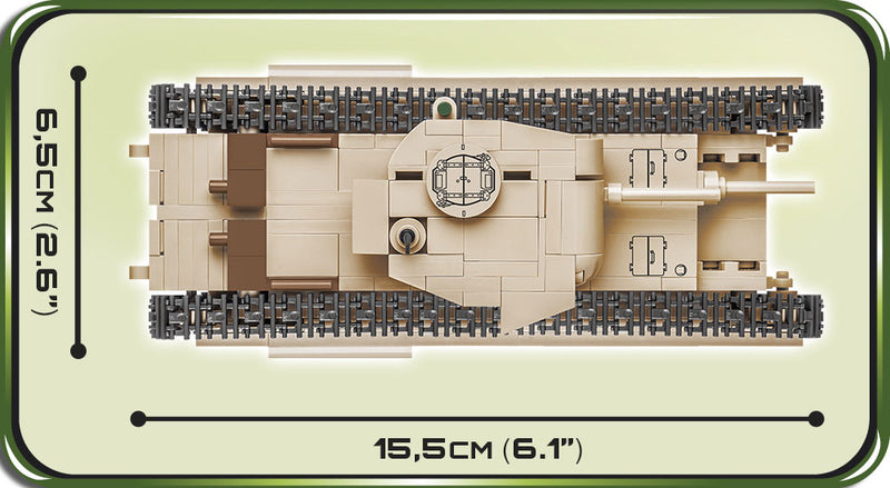 A22 Churchill MK. II Tank, 301 Piece Block Kit Top View Dimensions