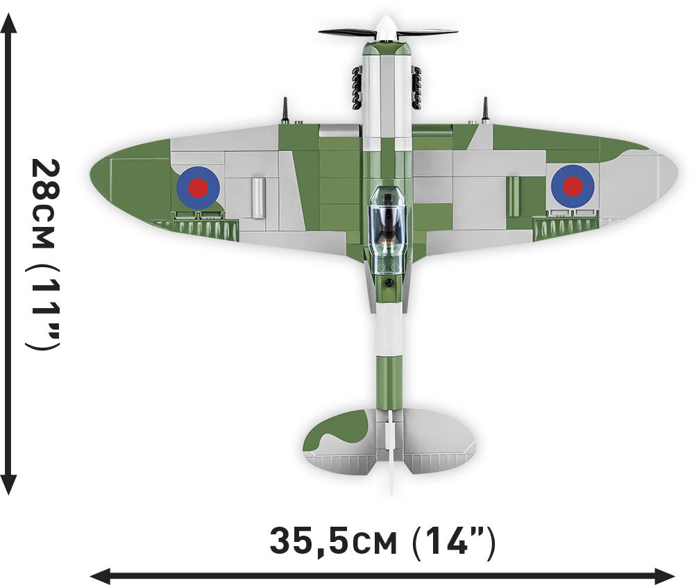 Supermarine Spitfire Mk VB, 342 Piece Block Kit Top View Dimensions