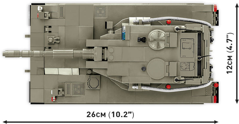 Merkava Mk. I/II Main Battle Tank, 825 Piece Block Kit Top View Dimensions
