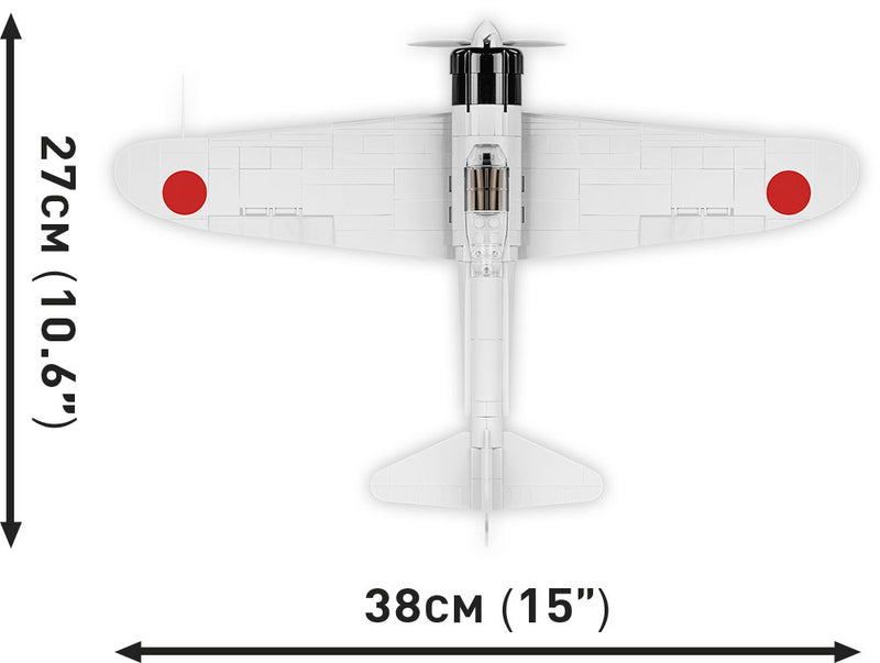 Mitsubishi A6M2 “Zero Sen”, 1/32 Scale 347 Piece Block Kit Top View Dimensions