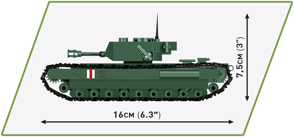 A22 Churchill MK. IV Tank, 315 Piece Block Kit Left Side View Dimensions