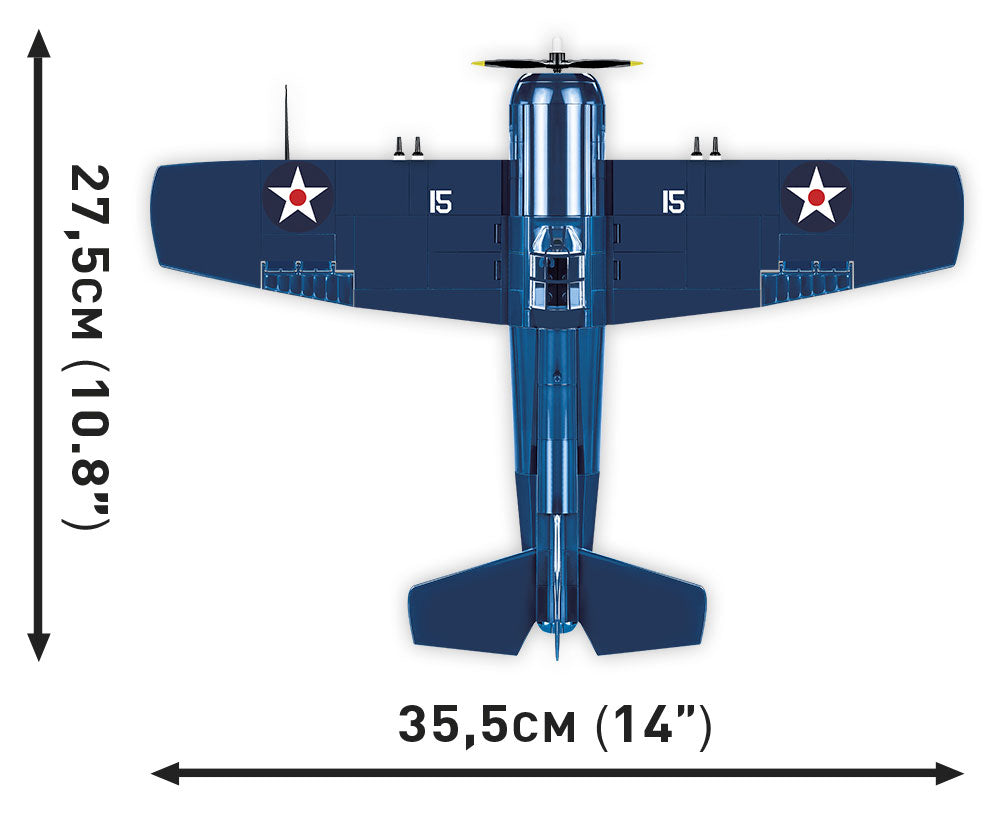 Grumman F4F Wildcat, 1/32 Scale 375 Piece Block Kit Top View Dimensions