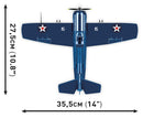 Grumman F4F Wildcat, 1/32 Scale 375 Piece Block Kit Top View Dimensions