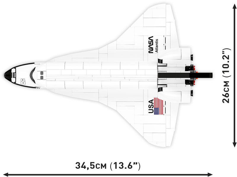 Space Shuttle Orbiter Atlantis, 685 Piece Block Kit Top View Dimensions