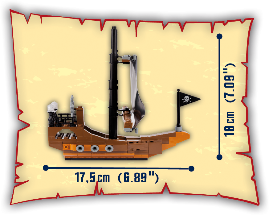 Jack’s Pirate Ship 140 Piece Block Kit Dimensions