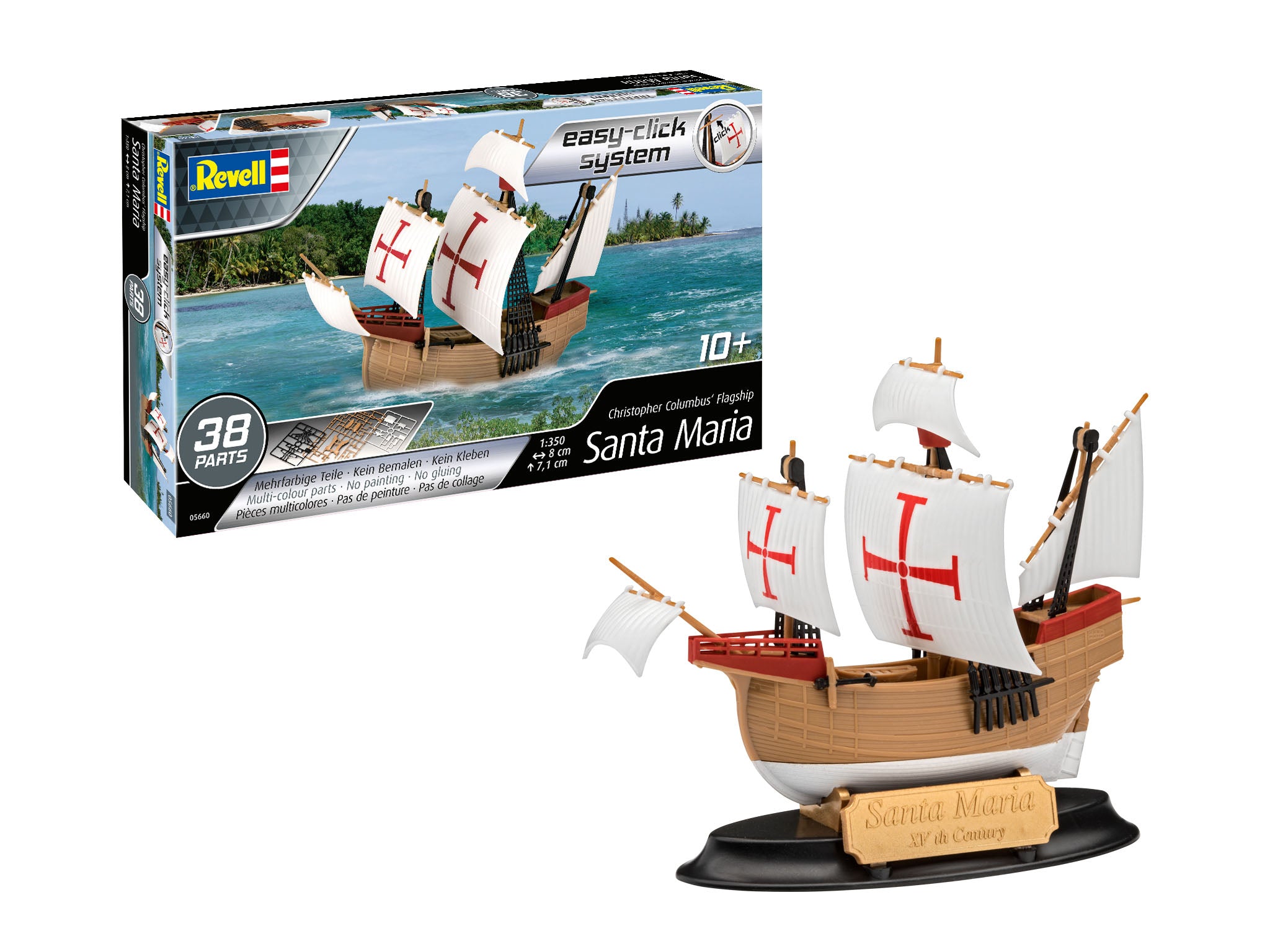 Revell Germany 1/350 scale Santa Maria Easy-Click system Level 2 model kit box packaging.