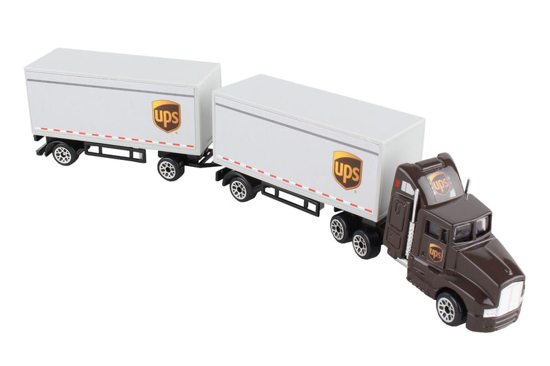 UPS Tandem Tractor Trailer Diecast Toy Right Front View