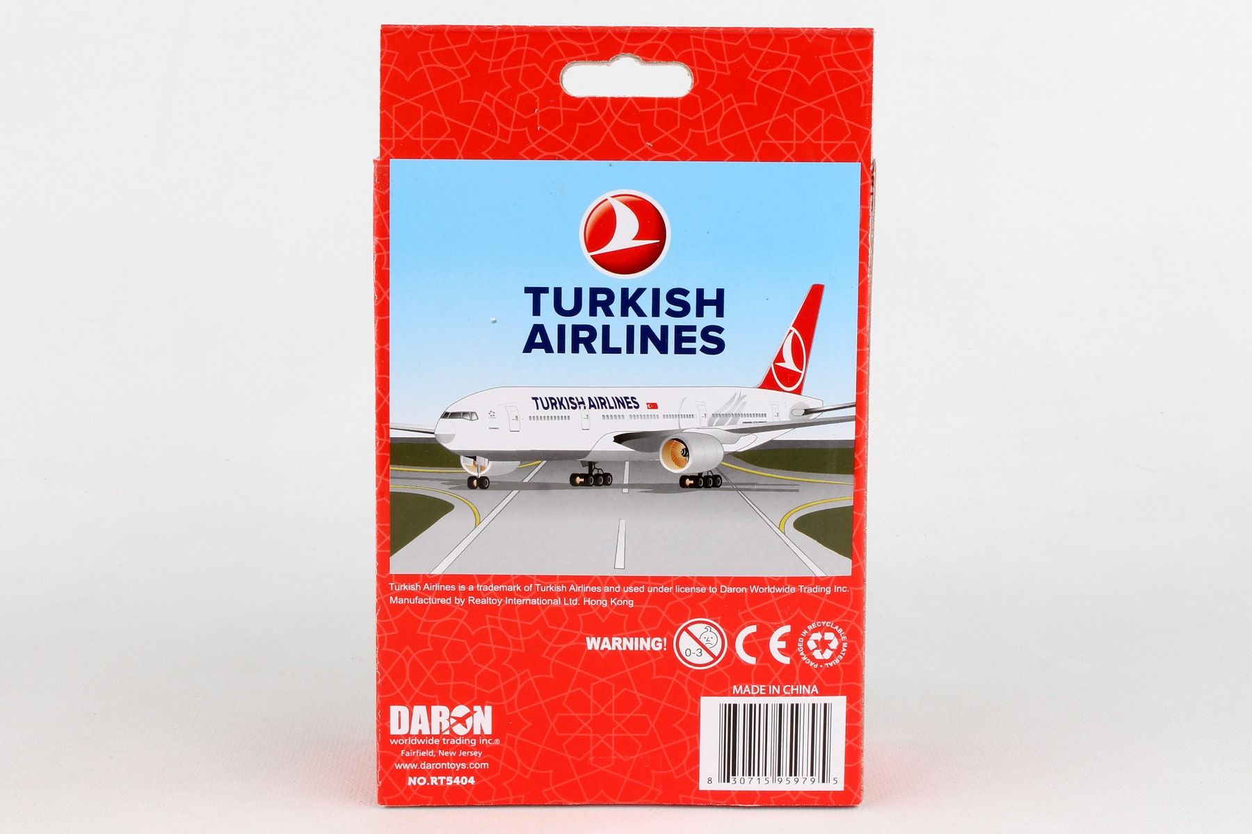 Turkish Airlines Diecast Aircraft Toy Back of Package