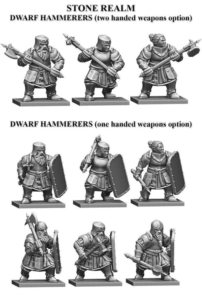 Stone Realm Dwarf Hammerers, 28mm Plastic Kit Figures Options