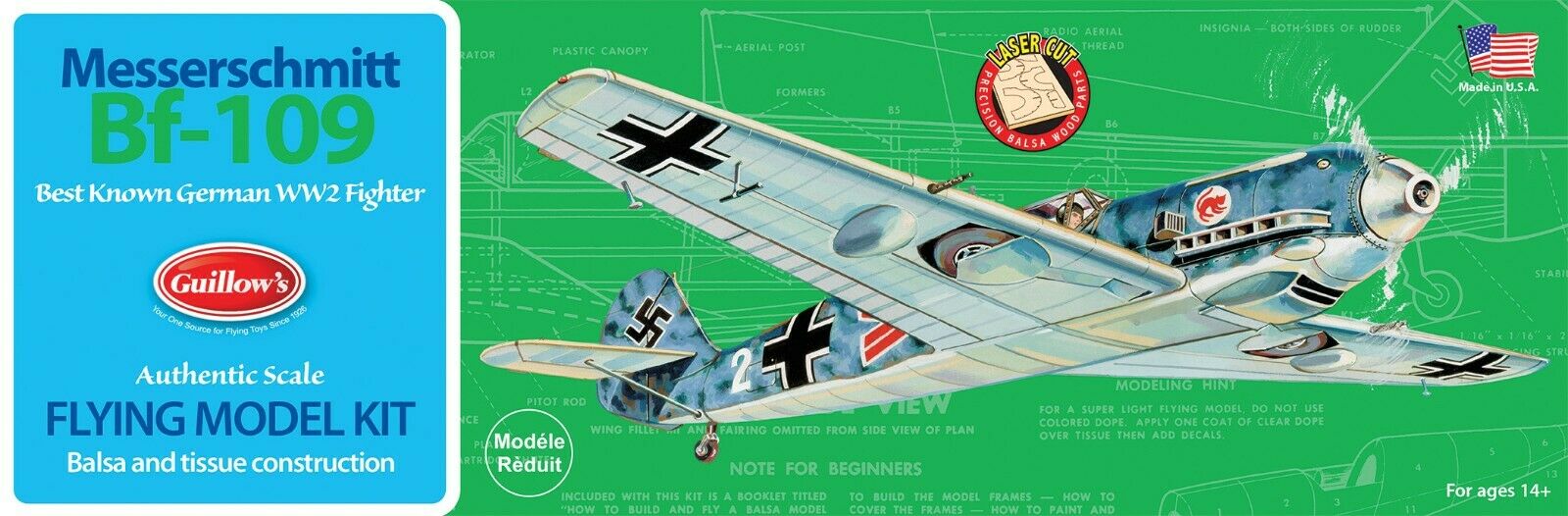 Messerschmitt Bf 109 Balsa Wood Kit By Guillow's