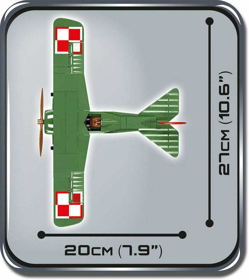 Fokker E.V (D. VIII), 155 Piece Block Kit Top View Dimensions