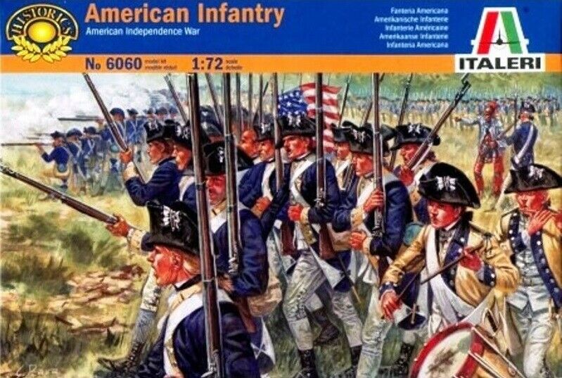 American Revolutionary War American Infantry, 1/72 Scale Plastic Figures By Italeri