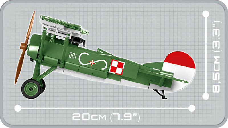 Fokker E.V (D. VIII), 155 Piece Block Kit Side View Dimensions