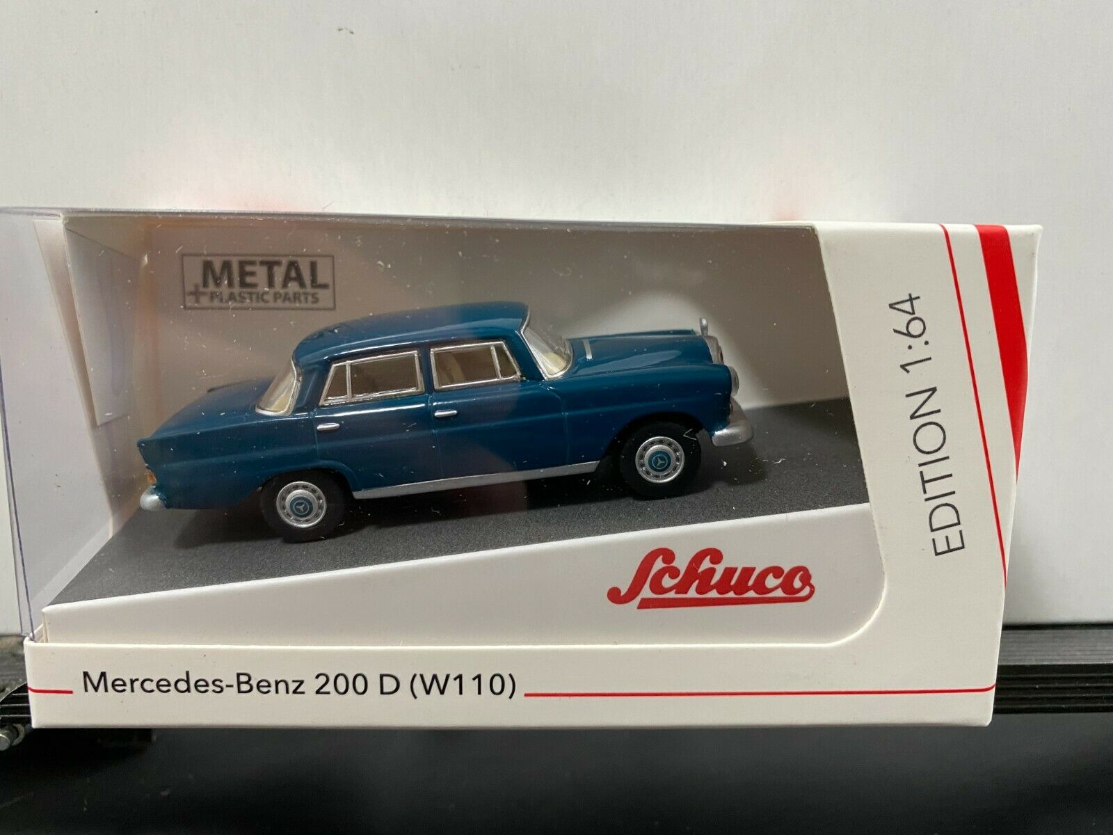 Mercedes Benz 200 D (W110) Heckflosse, 1:64 Scale Diecast Model Box