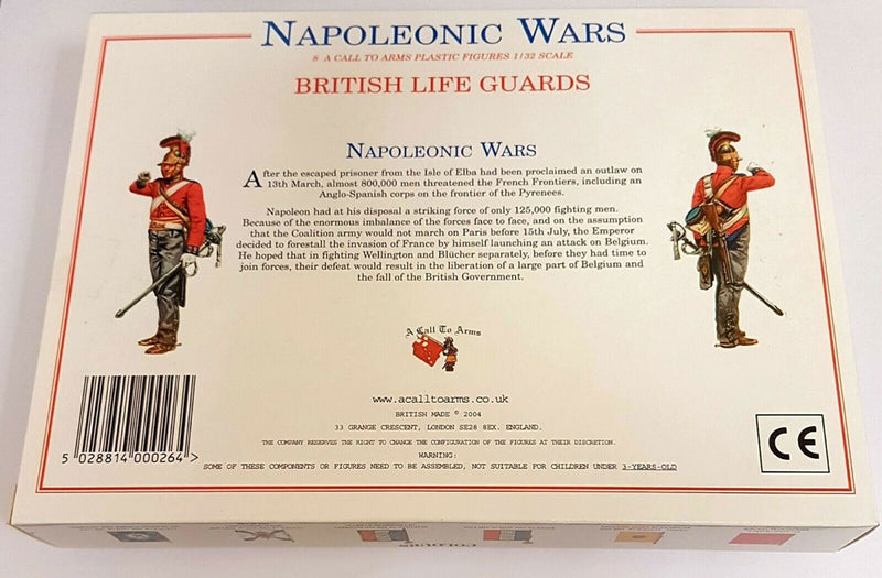Napoleonic Wars: Waterloo British Life Guards 1/32 (54 mm) Scale Model Plastic Figures Back Of Box