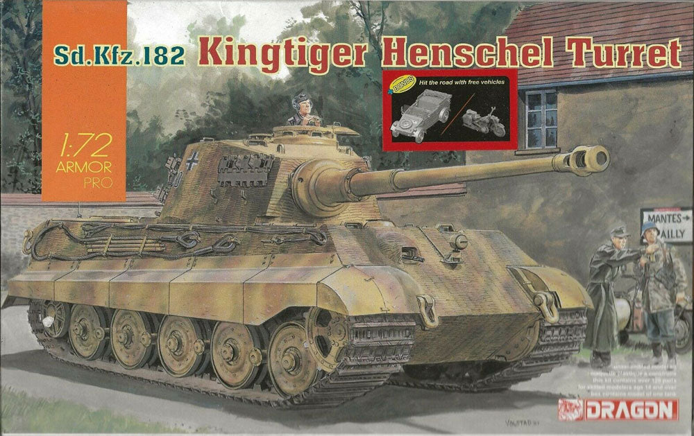 Sd.Kfz.182 King Tiger Henschel Turret (w/ Bonus Vehicles) 1/72 Scale Model Kit By Dragon Models