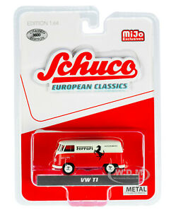 Volkswagen Type 2 T1 Panel Bus Ferrari Automobiles (White / Red ) 1:64 Scale By Schuco