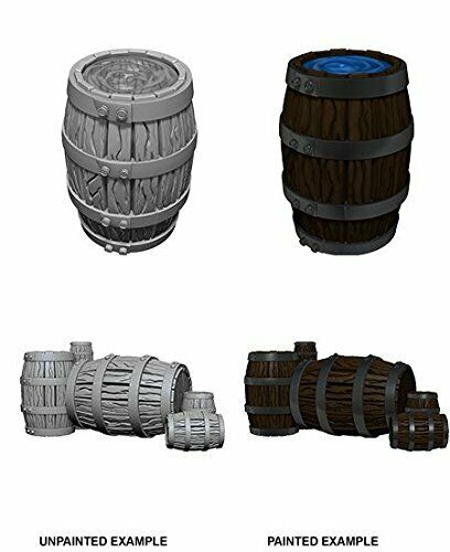 Deep Cuts Unpainted Miniatures: Barrel & Piles Of Barrels Painted Example