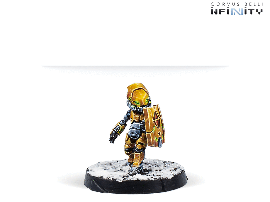 Infinity Yu Jing Shang Ji Invincibles Miniature Game Figures Tinbot with Firewall