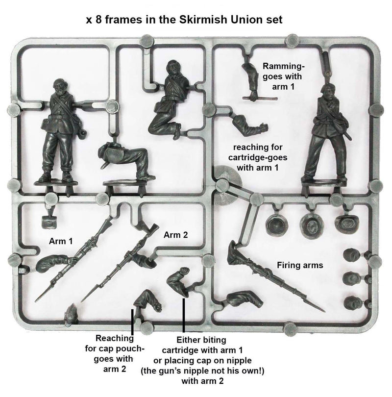 American Civil War Union Infantry In Sack Coats Skirmishing 1861-1865, 28 mm Scale Model Plastic Figures Skirmish Sprue