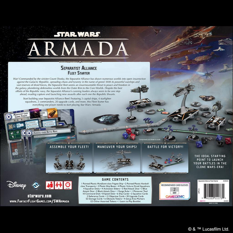 Star Wars Armada Separatist Fleet Expansion Pack Miniature Game Set Back of Box