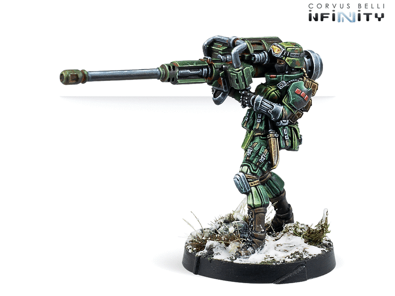 Infinity Ariadna TankHunters (Autocannon) Miniature Game Figure Side View