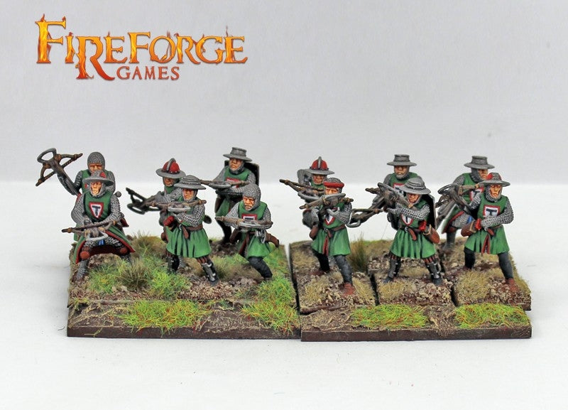 Fireforge Teutonic infantry built as a 12-man heavy crossbowmen unit.