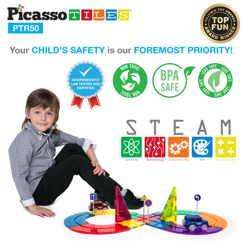 Race Track 50 Piece Magnetic Building Block Tiles Set