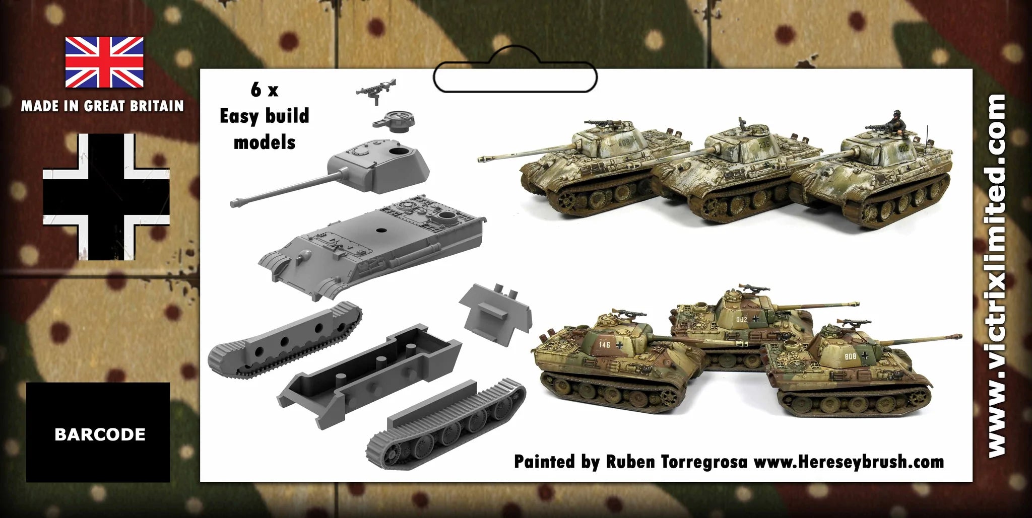 Victrix Ltd PzKpfw V Panther Ausf. G Tank, 1:144 (12 mm) Scale Model Plastic Kit Examples