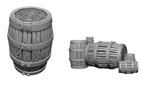 Deep Cuts Unpainted Miniatures: Barrel & Piles Of Barrels By WizKids
