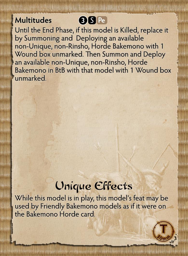 Bushido The Savage Wave Faction “Yami’mure” Miniature Figure Profile Card Back